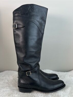 Frye Black Dorado Leather Knee High Riding Boots